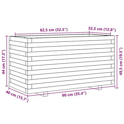 vidaXL Fioriera da Giardino 90x40x49,5 cm in Legno Massello di Pino