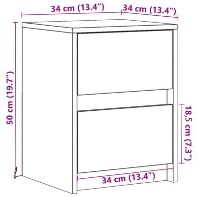 vidaXL Comodino con Luci LED Grigio Cemento in Legno Multistrato