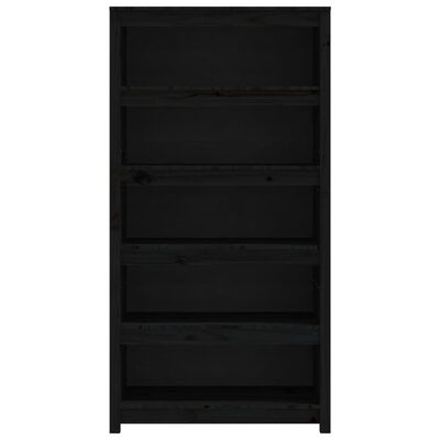 vidaXL Libreria Nera 80x35x154 cm in Legno Massello di Pino