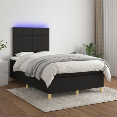 vidaXL Letto a Molle con Materasso e LED Nero 120x200cm in Tessuto