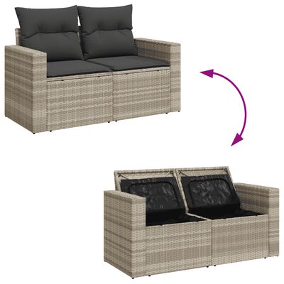 vidaXL Set Divano da Giardino 8pz con Cuscini Grigio Chiaro Polyrattan