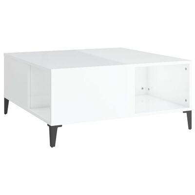 vidaXL Tavolino Salotto Bianco Lucido 80x80x36,5 cm Legno Multistrato