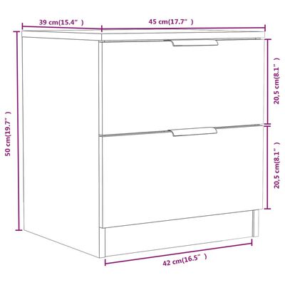 vidaXL Comodini 2 pz Bianchi in Legno Multistrato