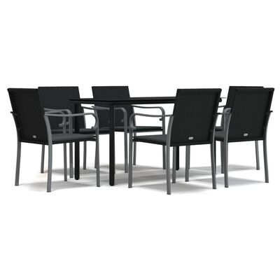 vidaXL Set Pranzo da Giardino 7 pz con Cuscini in Polyrattan e Acciaio