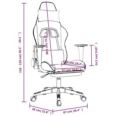 vidaXL Sedia da Gaming con Poggiapiedi Bianco e Rosa in Similpelle