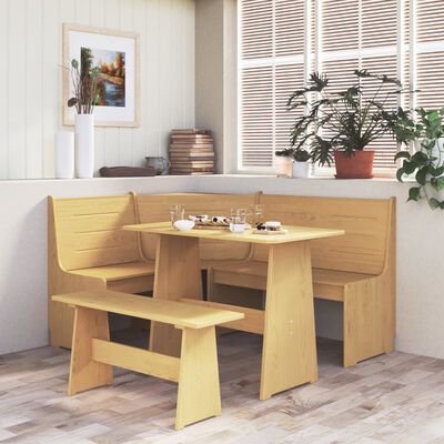 vidaXL Set da Pranzo 3pz REINE Marrone ambra in Legno Massello di Pino