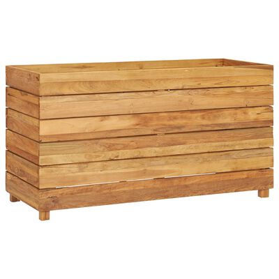 vidaXL Letto Rialzato 100x40x55 cm Legno di Teak di Recupero e Acciaio