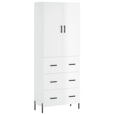 vidaXL Credenza Bianco Lucido 69,5x34x180 cm in Legno Multistrato