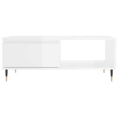 vidaXL Tavolino Salotto Bianco Lucido 90x60x35 cm in Legno Multistrato