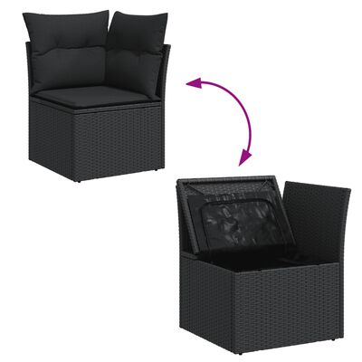 vidaXL Set Divani da Giardino con Cuscini 8 pz Nero in Polyrattan