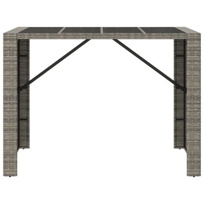 vidaXL Tavolo da Bar con Piano in Vetro Grigio 145x80x110cm Polyrattan