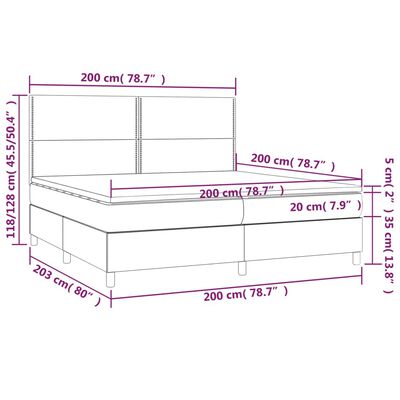 vidaXL Giroletto a Molle con Materasso e LED Nero 200x200cm Similpelle