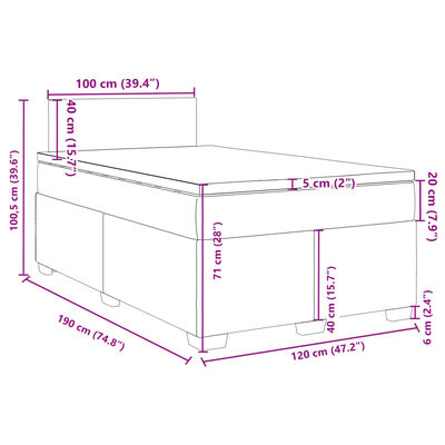 vidaXL Giroletto a Molle con Materasso Blu 120x190 cm in Velluto