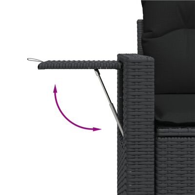 vidaXL Set Divani da Giardino 11 pz con Cuscini in Polyrattan Nero