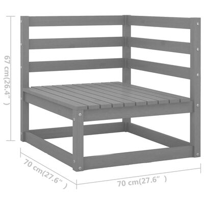 vidaXL Set Divani da Giardino 5 pz Grigio in Legno Massello di Pino