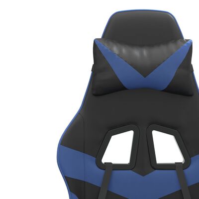 vidaXL Sedia da Gaming Girevole con Poggiapiedi Nero e Blu Similpelle