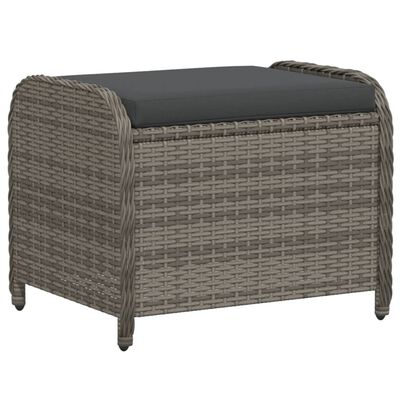 vidaXL Sgabello Giardino con Cuscino Grigio 58x46x46 cm in Polyrattan