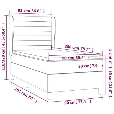 vidaXL Giroletto a Molle con Materasso Grigio Chiaro 90x200 cm Velluto