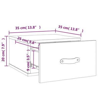 vidaXL Comodini a Muro 2 pz Grigio Cemento 35x35x20 cm