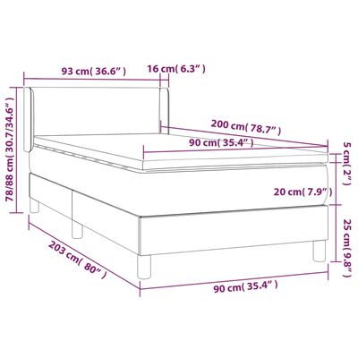 vidaXL Giroletto a Molle con Materasso Nero 90x200 cm in Similpelle