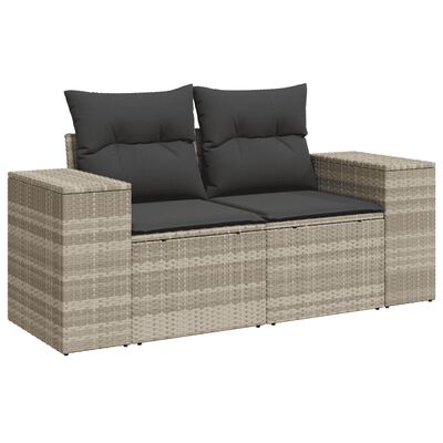 vidaXL Set Divani da Giardino 7pz con Cuscini Grigio Chiaro Polyrattan