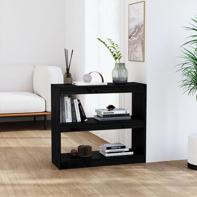 vidaXL Libreria/Divisorio Nero 80x30x71,5 cm in Legno Massello di Pino