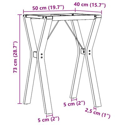 vidaXL Telaio Gambe a Y per Tavolo da Pranzo 50x40x73 cm in Ghisa