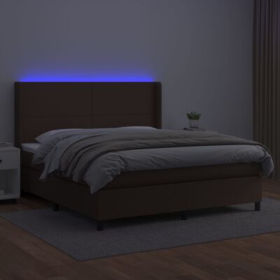 vidaXL Giroletto Molle con Materasso e LED Marrone 160x200 cm