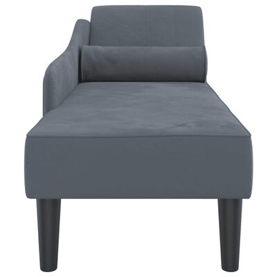 vidaXL Chaise Longue con Cuscini Grigio Scuro in Velluto