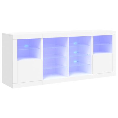 vidaXL Credenza con Luci LED Bianca 163x37x67 cm