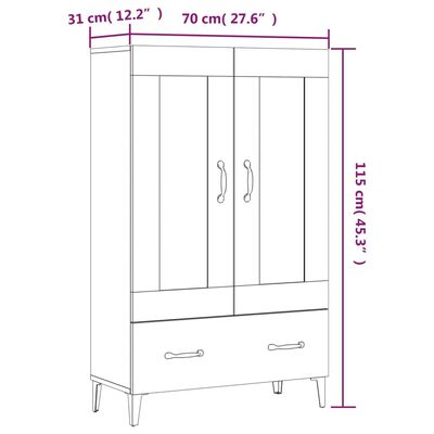 vidaXL Credenza Rovere Sonoma 70x31x115 cm in Legno Multistrato