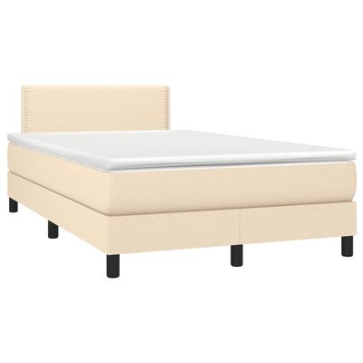 vidaXL Letto a Molle con Materasso e LED Crema 120x190 cm in Tessuto