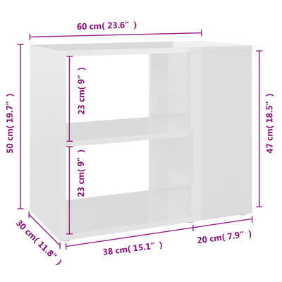 vidaXL Credenza Bianco Lucido 60x30x50 cm in Legno Multistrato