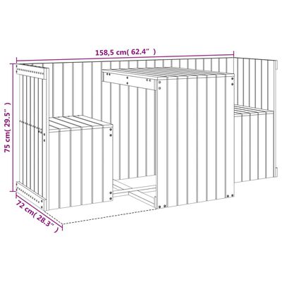 vidaXL Set da Balcone a 2 Posti Bianco in Legno Massello di Pino