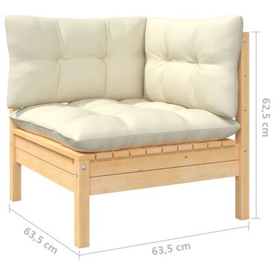 vidaXL Set Salotto da Giardino 6 pz con Cuscini Crema Legno di Pino