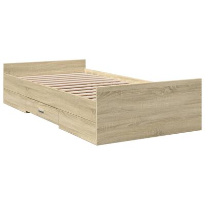 vidaXL Giroletto Cassetti Rovere Sonoma 75x190 cm Legno Multistrato