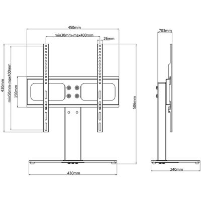 vidaXL Piedistallo TV per Schermo 26" - 42" Max VESA 400x400 mm 30kg