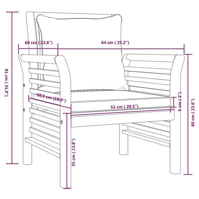 vidaXL Poltrone con Cuscini Grigio Scuro 2 pz Legno Massello di Acacia