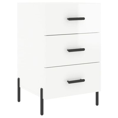 vidaXL Comodino Bianco Lucido 40x40x66 cm in Legno Multistrato