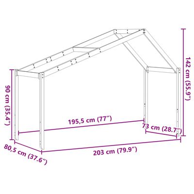 vidaXL Tetto per Letto Bambini 203x80,5x142 cm Legno Massello di Pino