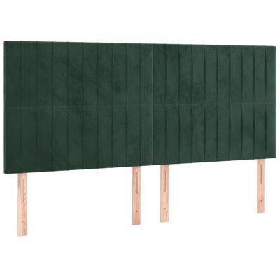 vidaXL Testiera a LED Verde Scuro 180x5x118/128cm in Velluto