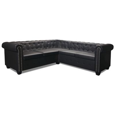 vidaXL Divano Angolare Chesterfield a 5 Posti Pelle Artificiale Nera