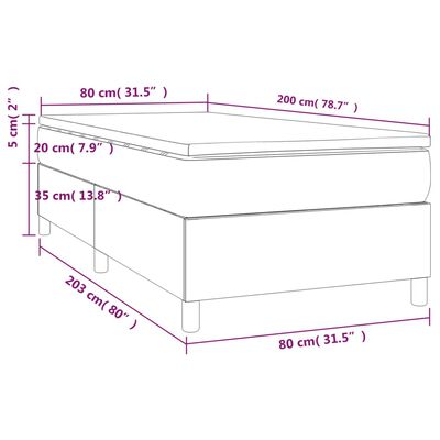 vidaXL Giroletto a Molle con Materasso Grigio Chiaro 80x200 cm Velluto