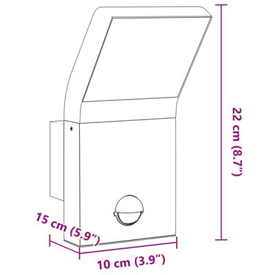 vidaXL Applique con LED e Sensore Nera in Alluminio Pressofuso