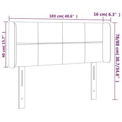 vidaXL Testiera ad Orecchio Grigio Chiaro 103x16x78/88 cm in Velluto