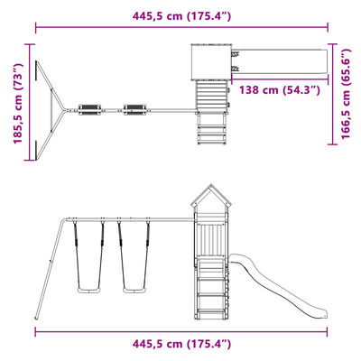 vidaXL Set da Gioco da Esterno in Legno di Pino Impregnato