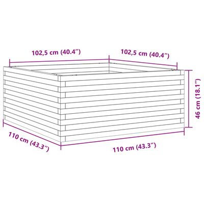 vidaXL Fioriera da Giardino 110x110x46 cm in Legno Massello di Pino