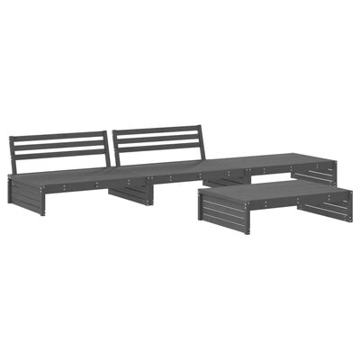 vidaXL Set Divani da Giardino 4pz con Cuscini in Legno Massello Grigio