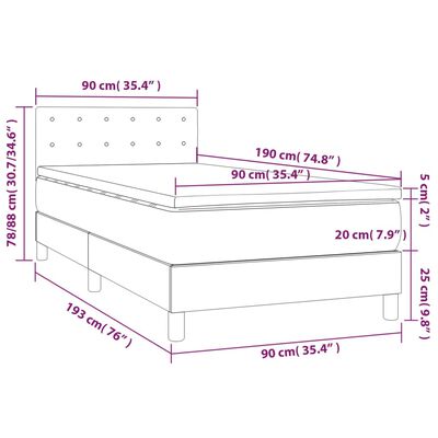 vidaXL Giroletto a Molle con Materasso Nero 90x190 cm in Velluto