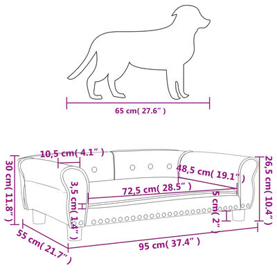 vidaXL Lettino per Cani Grigio 95x55x30 cm in Similpelle